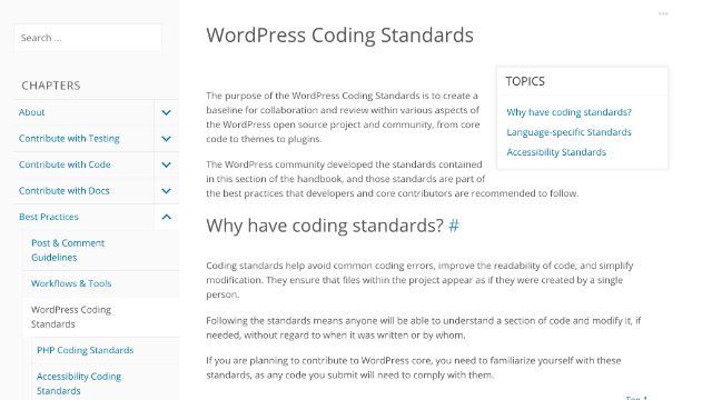 WordPress coding standards.