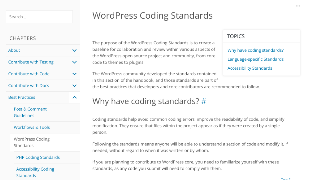 WordPress coding standards.