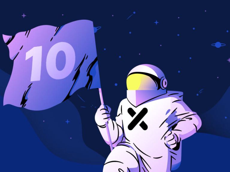 The XWP Astronaut holding a flag with the number '10' on it.