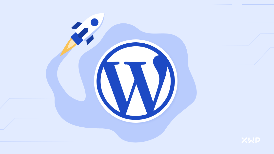 A rocket circling the WordPress logo