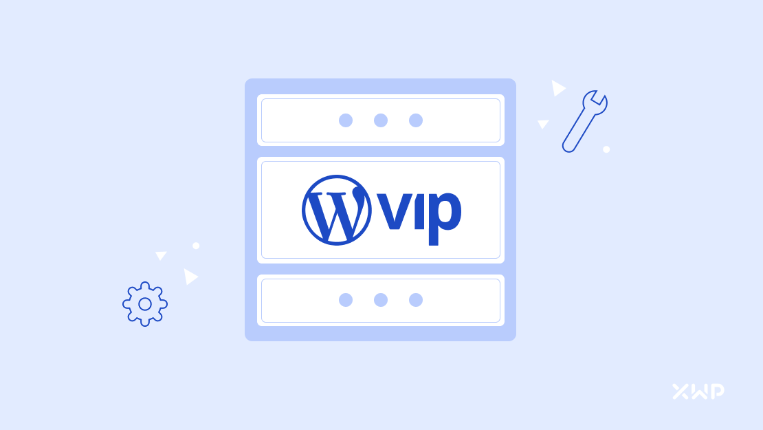 A server rack featuring the WordPress VIP logo