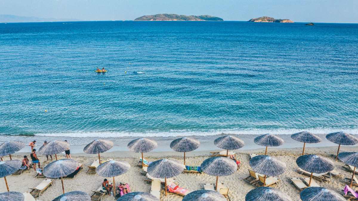 Greek beach on a sunny afternoon