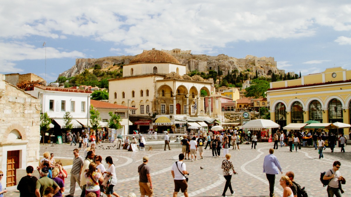 People Walking on Monastiraki Square