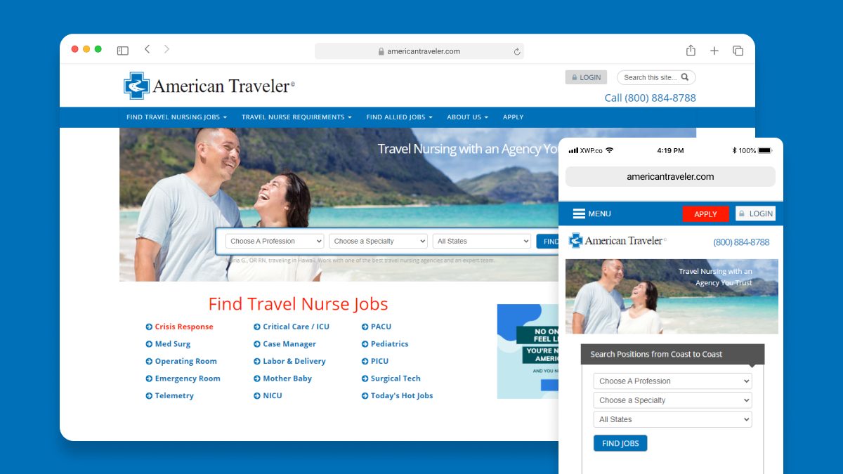 American Traveler Website Preview