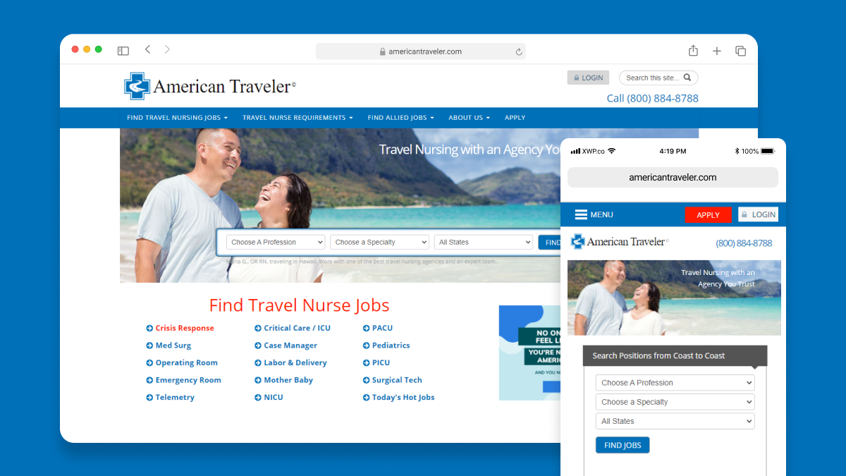 American Traveler Website Preview