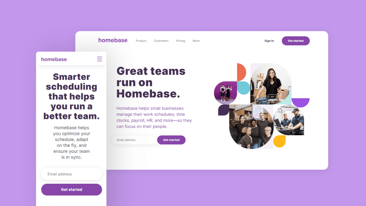 Mobile and Desktop preview of Homebase's Website