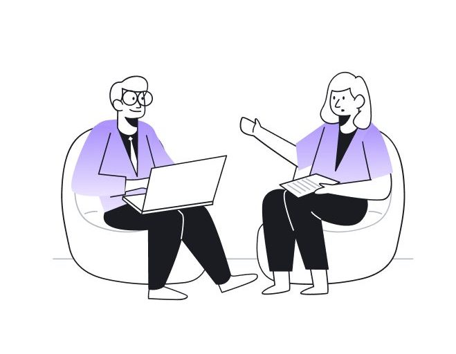 Illustration of two people speaking