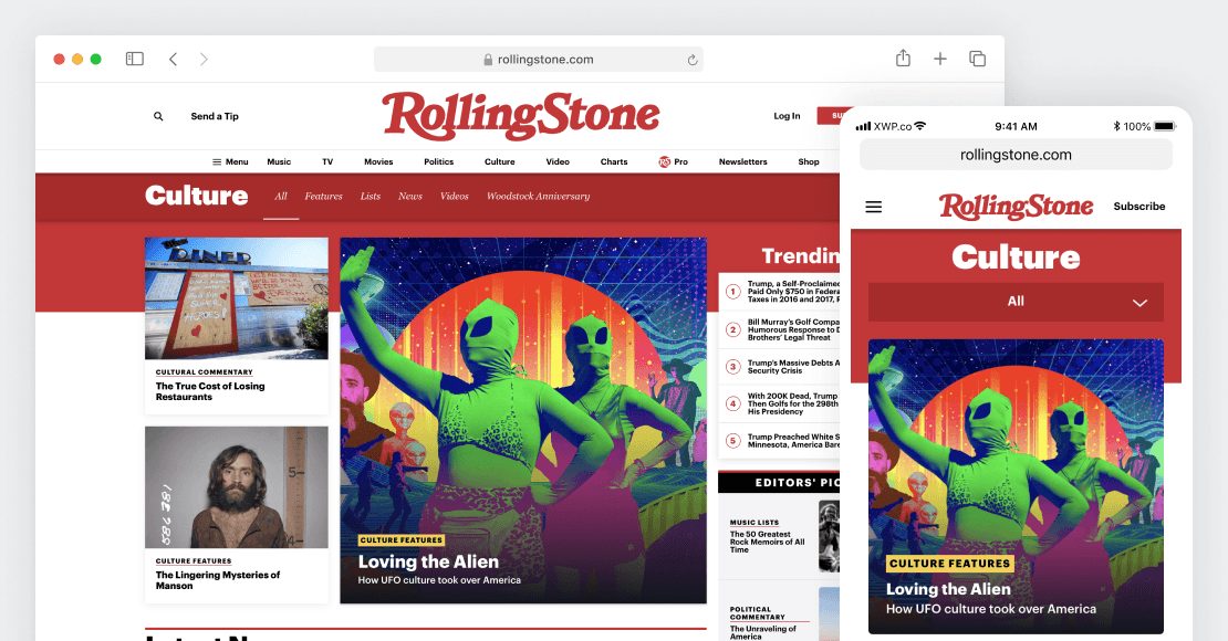 Desktop and Mobile Preview of Rolling Stone's Redesign