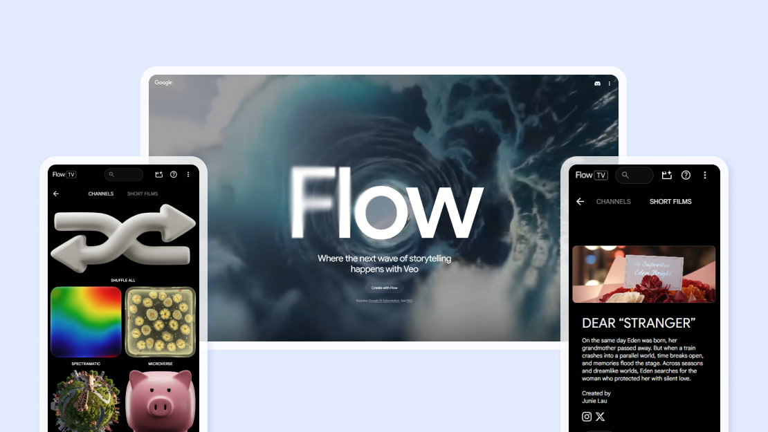 Google Flow for video and multimedia creation - interface.
